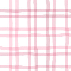 Pink Plaid Hand Drawn Background Overlay