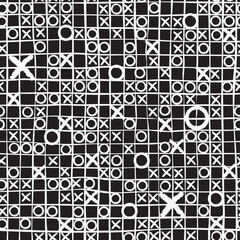 abstract seamless pattern with crosses and circles on white background. Tic tac toe. Suitable for wallpaper, wrapping paper or fabric - 762671533