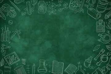 green educational background with white hand-drawn educational illustrations, educational background, education green background, blackboard background, green blackboard and educational icons