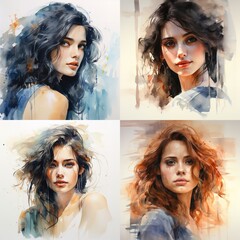 collage of a woman with long hair