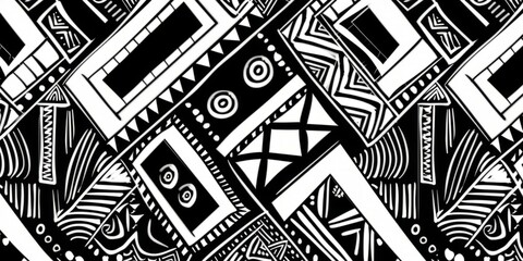 pattern with digital ink, inspired in the style of African tribal art and futuristic geometric patterns Generative AI