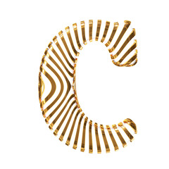 White symbol with gold vertical ultra-thin straps. letter c