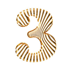 White symbol with gold vertical ultra-thin straps. number 3