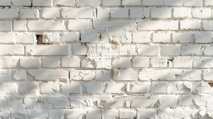 White brick wall texture with shadow and sunlight. Abstract background for design.