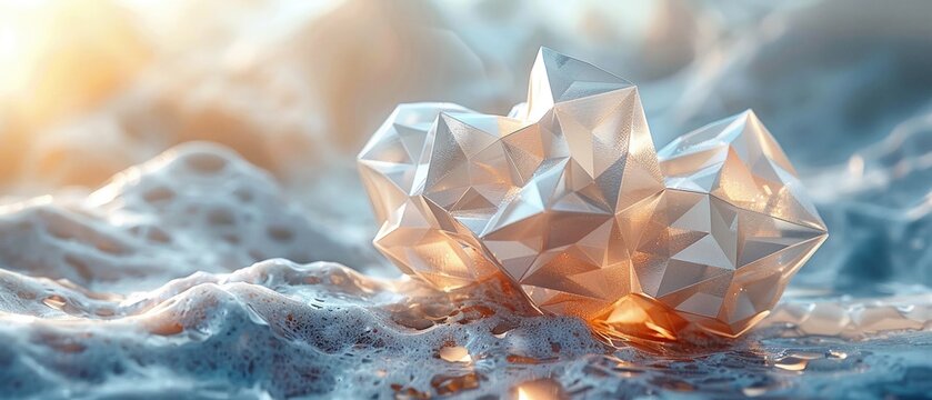 Aerial view of intricate foldable origami spaces in 3D, clear skies, Nikon z7