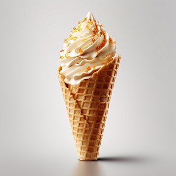 a ice cream cone with orange sprinkles