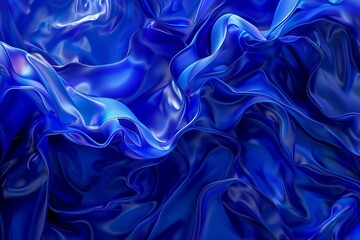 Develop a series of 3D digital artworks utilizing Klein Blue as the primary color, exploring the fluidity and flow of energy within abstract compositions