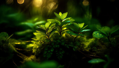 A cluster of lush green plants thriving in a natural environment