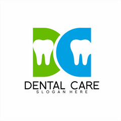 Dental care logo.. Illustration of letter DC with teeth.