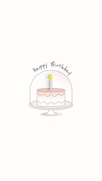 Happy birthday cake, loop animation, vertical video
