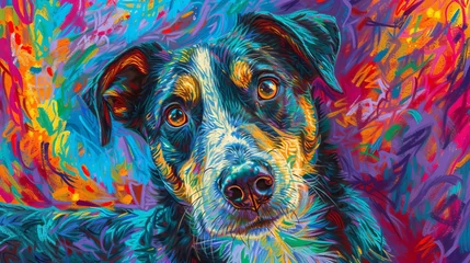 Foto op Aluminium Energetic Dog in Vibrant Pop Art Style © AlissaAnn