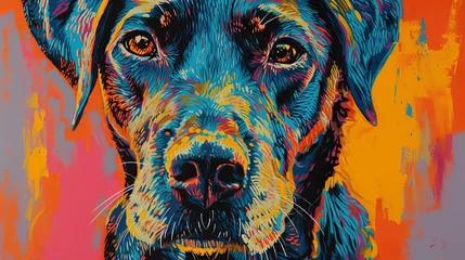 Poster Energetic Dog in Vibrant Pop Art Style © AlissaAnn