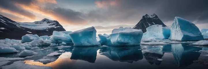 Gordijnen Melting icebergs and glaciers due to climate change © Sahaidachnyi Roman