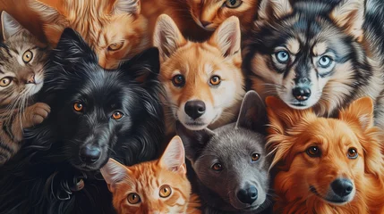 Türaufkleber Diverse Group of Pets in Pop Art Style © AlissaAnn