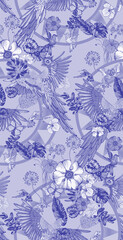 Seamless pattern of parrots. Suitable for fabric, wrapping paper and the like.