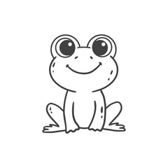 cute cartoon frog in doodle style on a white background. Vector illustration