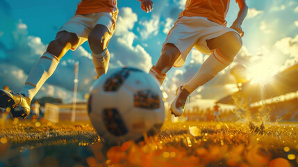 football soccer player ball stadium - obrazy, fototapety, plakaty
