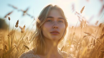Woman in Oat Field