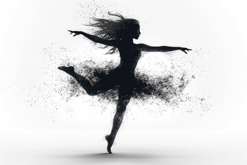 realistic woman dance contemporary on white isolated background