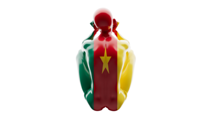 Shiny Mannequin Enveloped in the Lush Cameroon Flag, Embodying National Pride