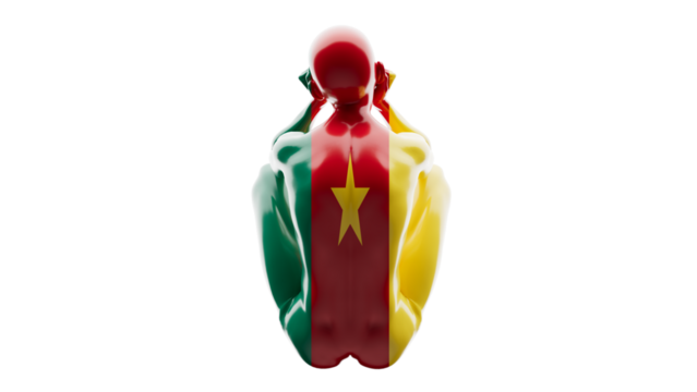 Shiny Mannequin Enveloped in the Lush Cameroon Flag, Embodying National Pride