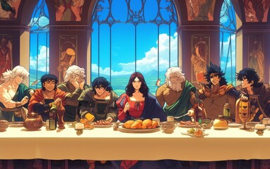 Fototapeta na wymiar Anime Adaptation: The Last Supper
