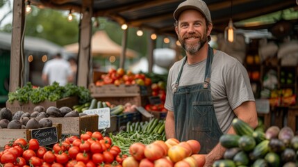 A local farmer's market hosts a seminar on the tax benefits of organic farming, aiming to encourage more sustainable agriculture practices within the community  - obrazy, fototapety, plakaty