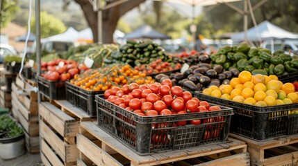 A local farmer's market hosts a seminar on the tax benefits of organic farming, aiming to encourage more sustainable agriculture practices within the community - obrazy, fototapety, plakaty