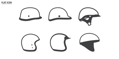 Flat icon of Classic Motorcycle helmet. Safety riding icon set. Retro helmet vector illustration in transparent background.