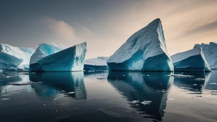 Gordijnen Melting icebergs and glaciers due to climate change © Sahaidachnyi Roman