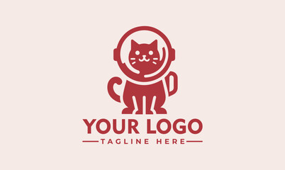 Fototapeta na wymiar Vector astronaut cat character logo design, with Cat head on it