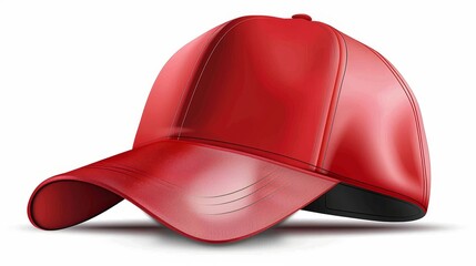 Red baseball cap mockup isolated on white background for versatile design display