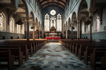 Fototapeta na wymiar church interior, interior in church, inside big church, inside big cathedral