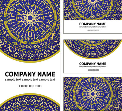 Business card with hand draw arabic, oriental, indian motiv. Traditional ornament, paisley