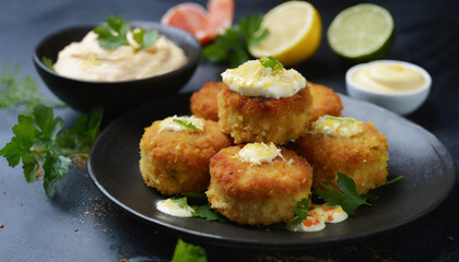 Fototapeta premium Apperizer - Crab Cakes with Remoulade Sauce