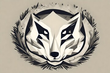 A visually stunning HD capture of a minimalistic vector logo featuring a wolf, radiating power and...