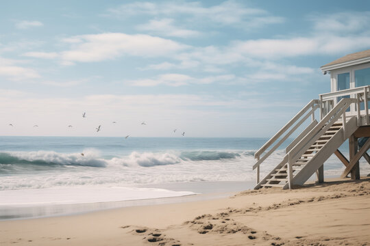Photo of Malibu beach with white stairs leading down to the water