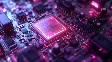 Microchips, Circuit Board CPU Processor. AI Generative - obrazy, fototapety, plakaty