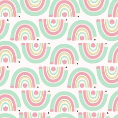 seamless pattern with boho school rainbows