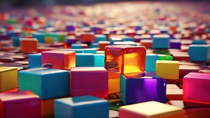 Obraz premium Vibrant 3D Glowing Cubes of Fun 