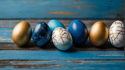 An assortment of elegantly decorated Easter eggs revealing diversity in patterns and hues