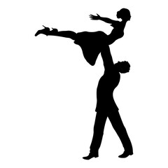 Ballerina silhouette. Silhouette of a ballet couple. Realistic dancer in pointe shoes and tutu. Vector illustration. © SVIATLANA