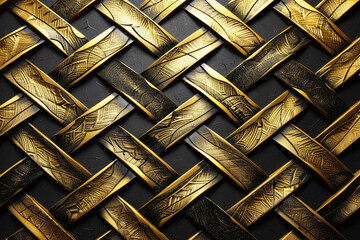 A luxurious business background with a pattern of golden lines crisscrossing against a black backdrop - obrazy, fototapety, plakaty