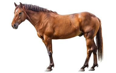 Brown horse in a pose  on transparent background, png	