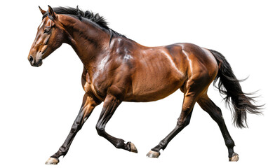 Brown horse in a pose  on transparent background, png	 - obrazy, fototapety, plakaty