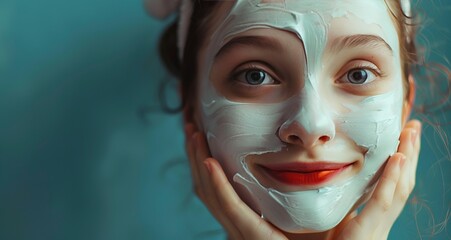 Radiant Smile: Young Lady with Facial Mask