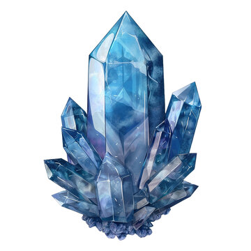 Blue crystal gem gemstone  on transparent background, png	