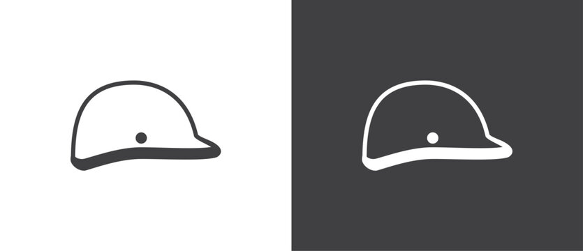 Simple Motorcycle helmet. Safety riding icon. Retro helmet vector illustration in black and white background.