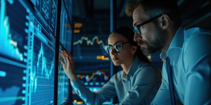 Diverse Crypto Traders Analyzing Data on Computer Screen Generative AI