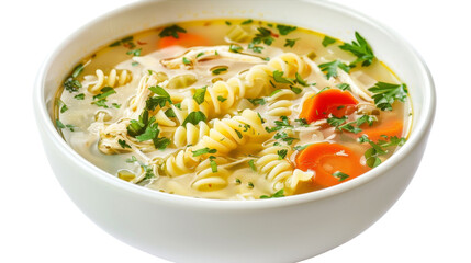 Classic Chicken Noodle Soup Isolated on Transparent Background